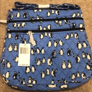 Vera Bradley Triple Zip Crossbody Playful Penguins